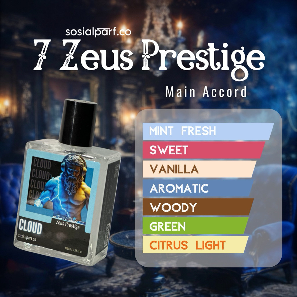 CLOUD - by SEVEN ZEUS PRESTIGE 100ml Extrait De Perfume EDP Aromatic Mint fresh Green apple crisp Le