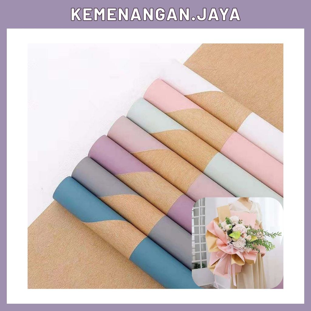 Flower Wrapping Paper Bi Color Kraft Cellophane Kertas Bunga Buket Wrapping Paper Bicolor Vintage KB