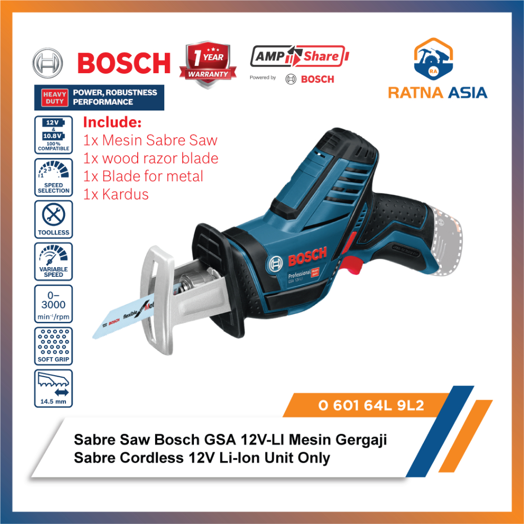 Bosch GSA 12V-14 Mesin Gergaji Sabre Saw Cordless Unit Only