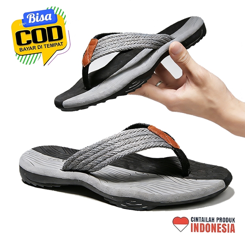 Sandal karet pria, sandal anti selip, sepatu pantai pria, sandal pria, sandal dua warna, sandal jepi