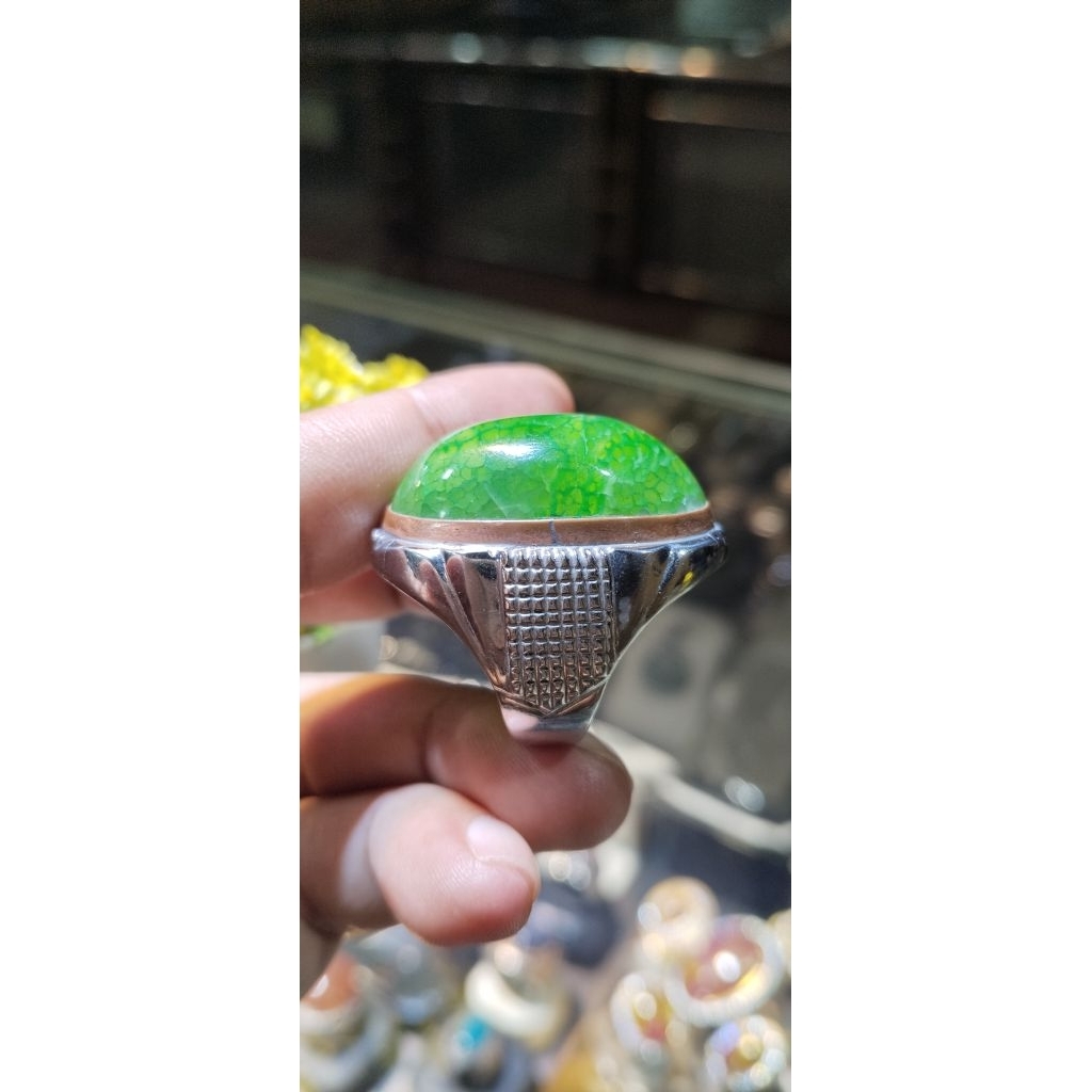 natural cincin batu pandan hijau sisik naga