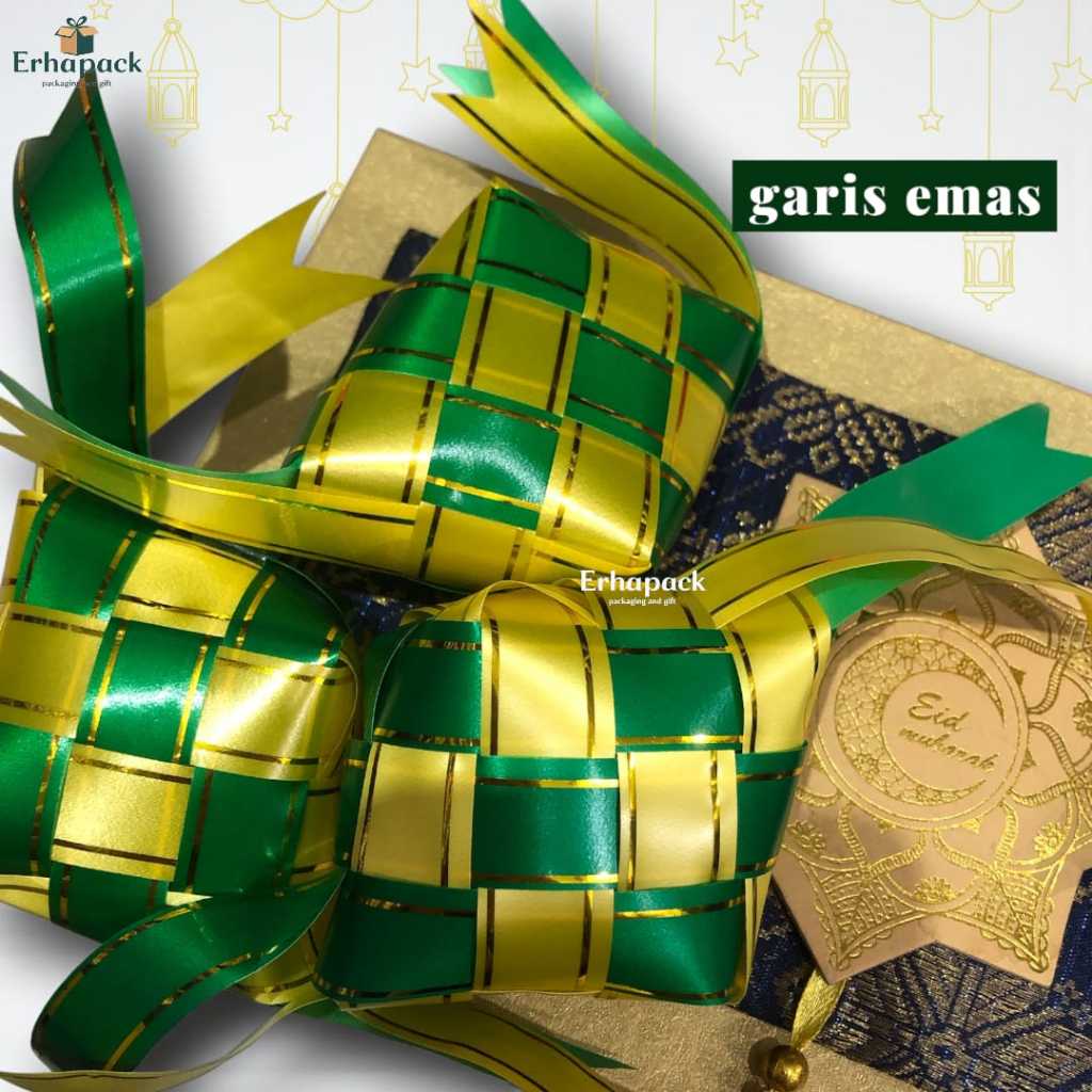 KETUPAT PITA JEPANG LIST EMAS / HIASAN KETUPAT / KETUPAT LEBARAN