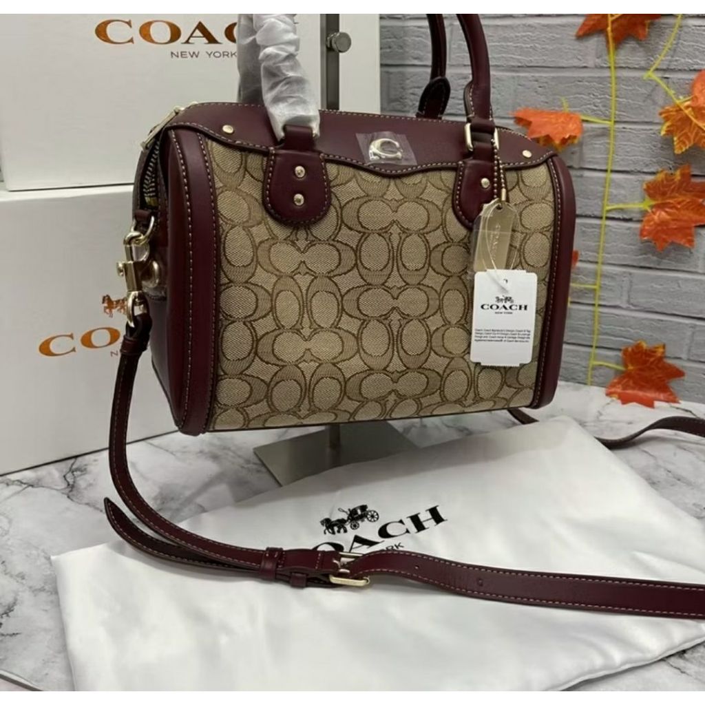 COC 38112  Ivie Bennet Boston Satchel Signature Jacquard CrossbodyTop Handle