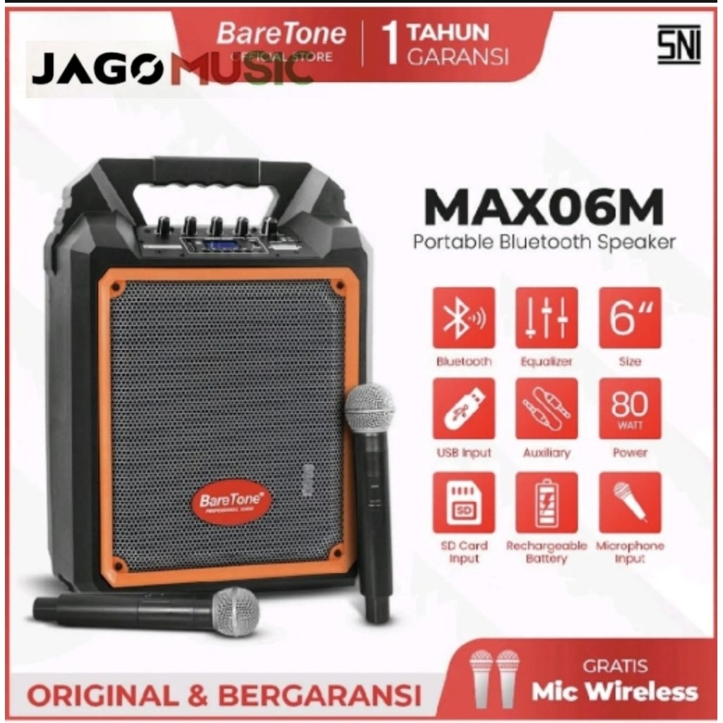 Baretone Speaker Portable MAX06M Speaker Bluetooth 6inch Speaker Baretone