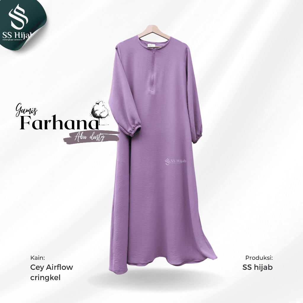 Gamis Wanita Crinkle Cey Airflow - Abu Dusty