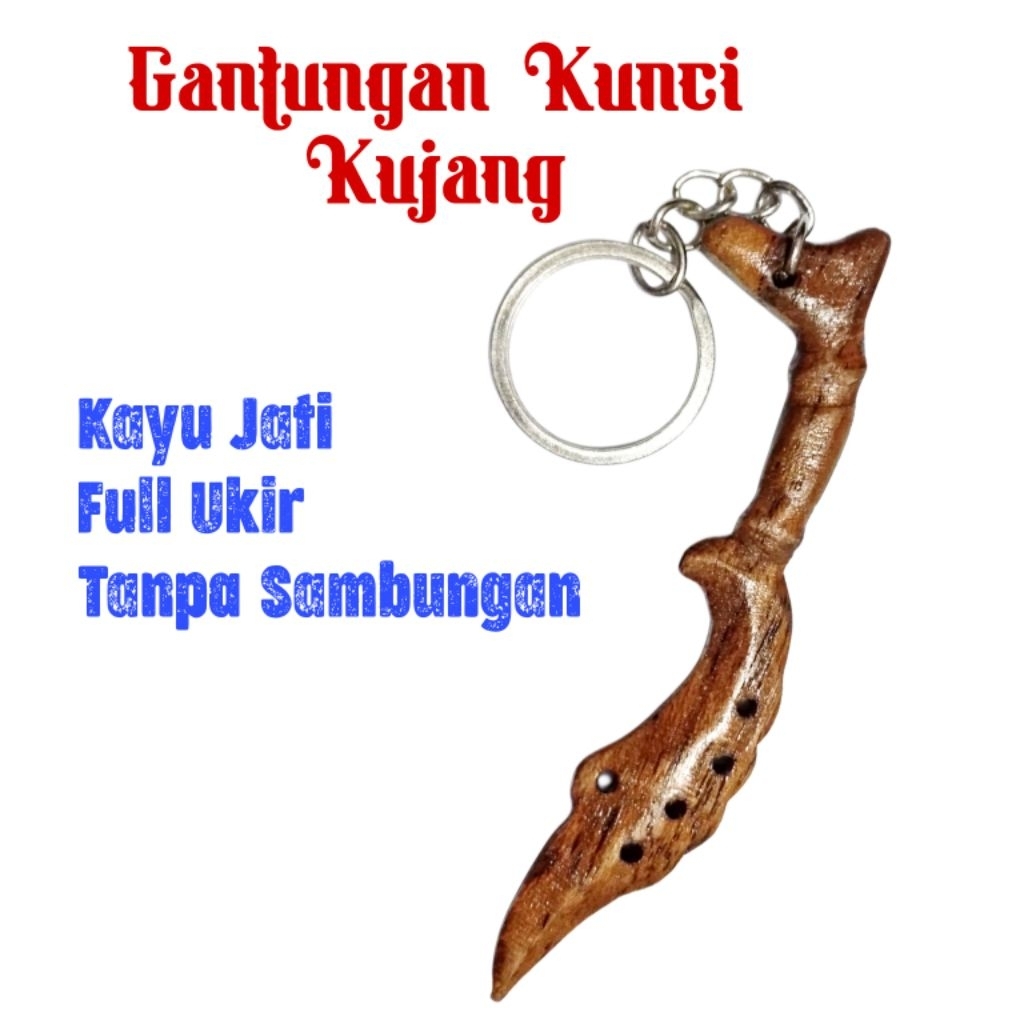 Ganci Kujang Kayu | Gantungan Kunci Kujang Kayu Jati
