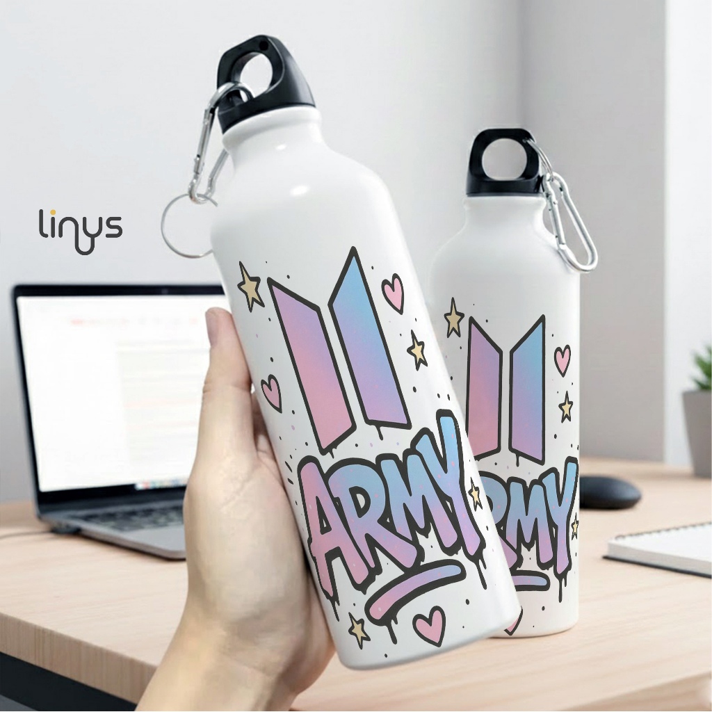 BTS ARMY Sport Bottle - K-Pop Edition BTS ARMY Logo Hadiah Tumbler Kolseksi Souvenir Kado