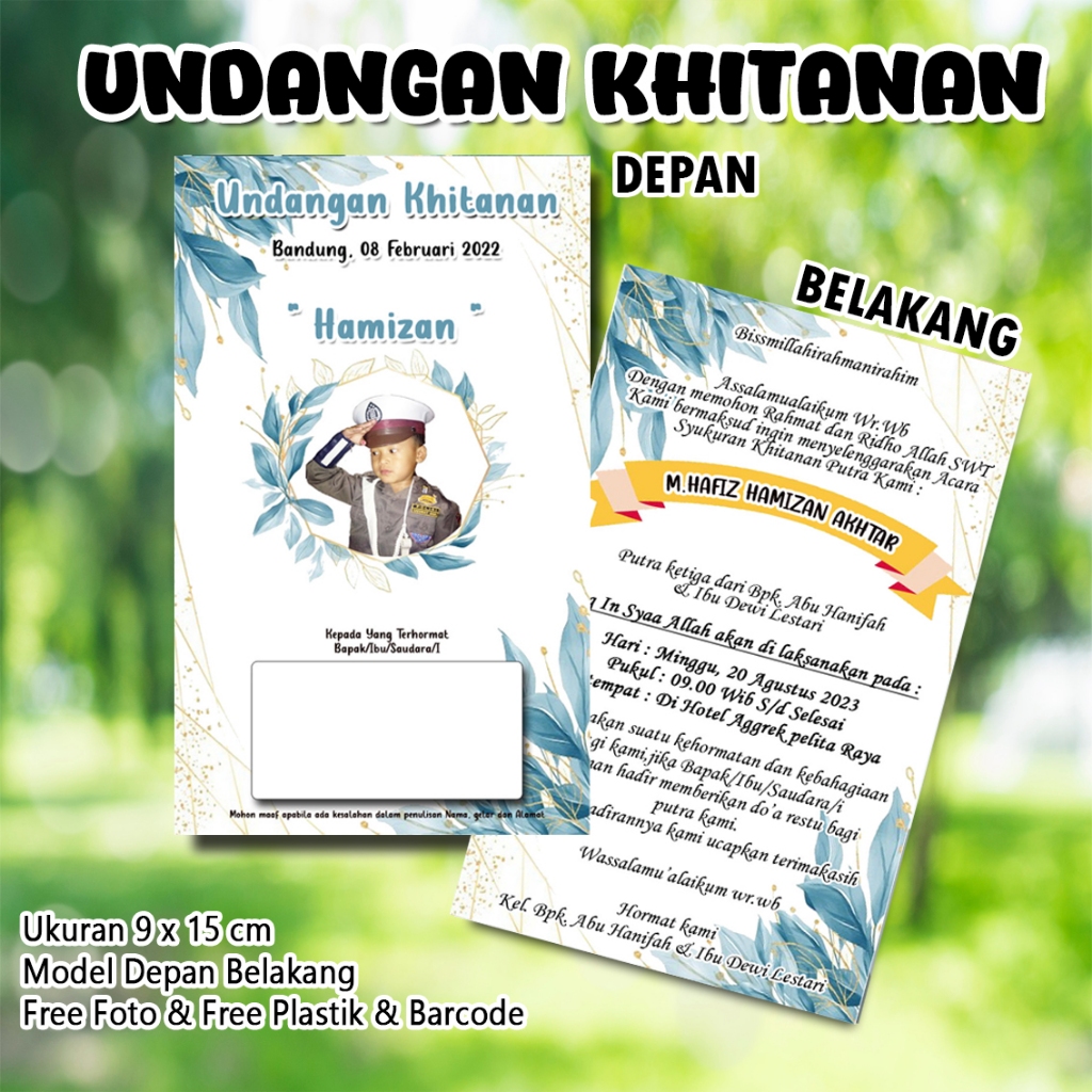 Undangan Khitan Kecil Custom Nama dan Foto Undangan Sunat UKB 01