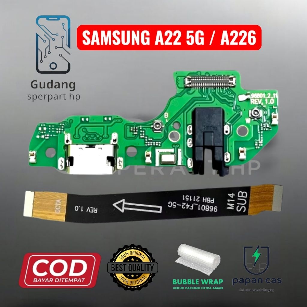 HP SAMSUNG A22 5G / A226B PAPAN KONEKTOR CHARGER CON T/C + CON H/F + MIC + FLEXIBLE BOARD | PAPAN CA