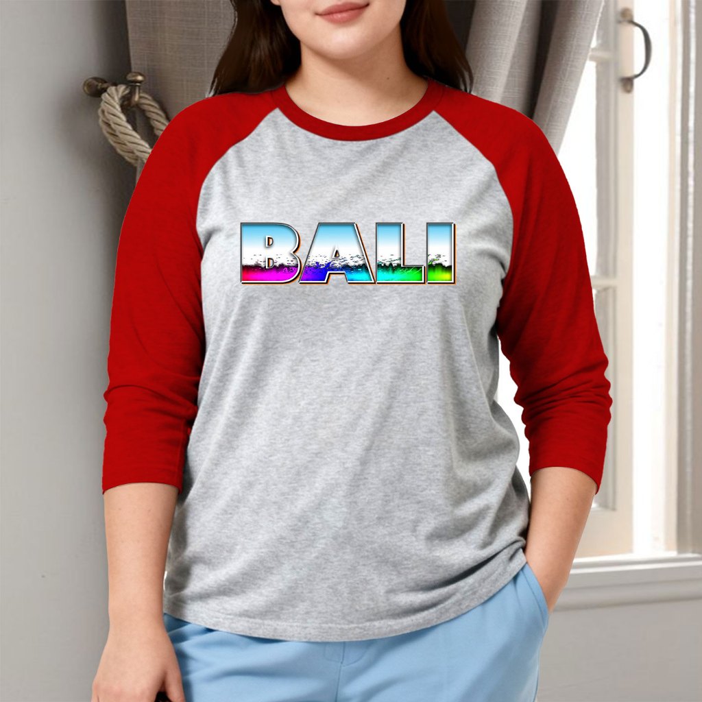 Bali Baju Kaos Oblong Wanita Raglan Lengan 3/4 Cewek Tshirt Distro Cewe Promo Berkualitas Premium Te