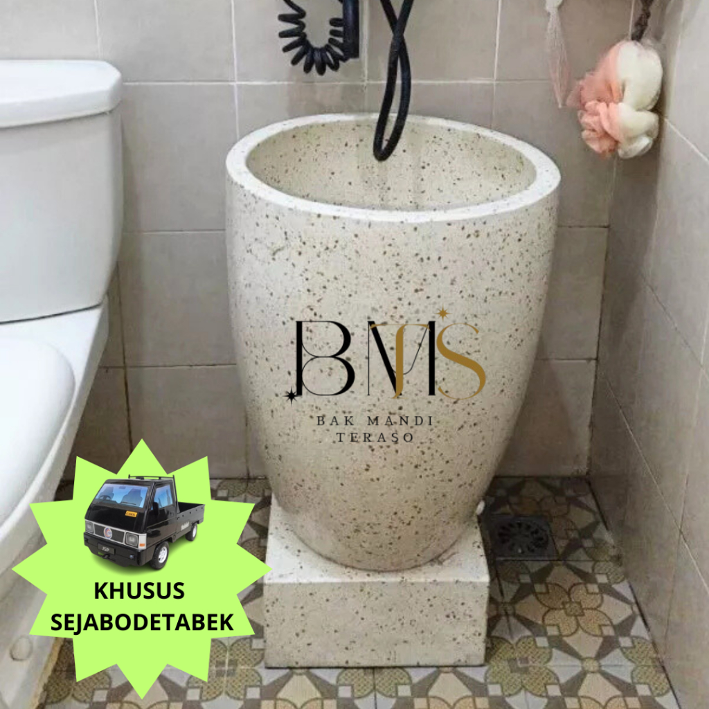 Bak mandi teraso Yogya 70x45CM Putih BAK MANDI GENTONG TERAZZO MARMER KHUSUS SEJABODETABEK