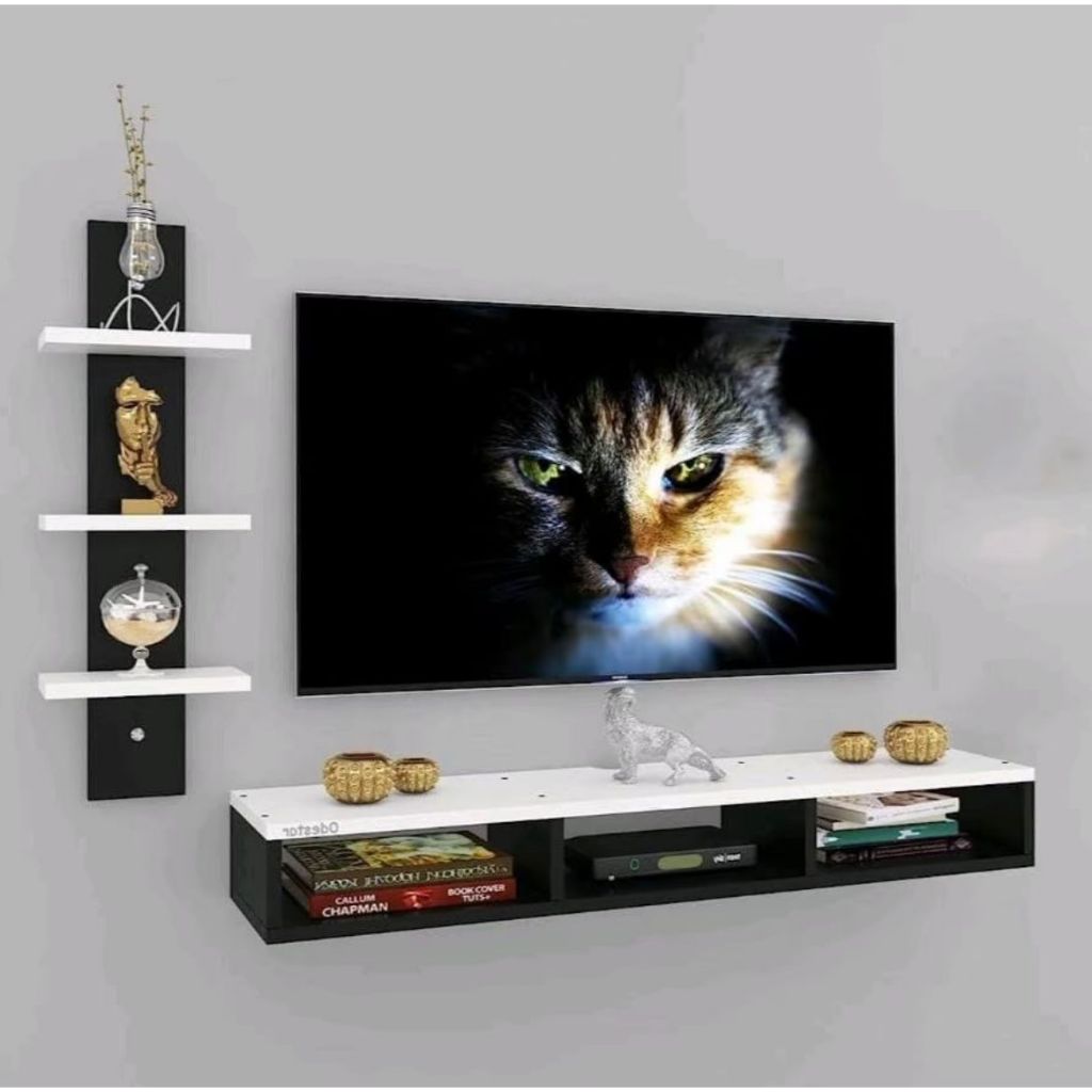 Rak Tv Tempel Gantung Dinding Moderen Minimali set rak Tv + 3 susun rak