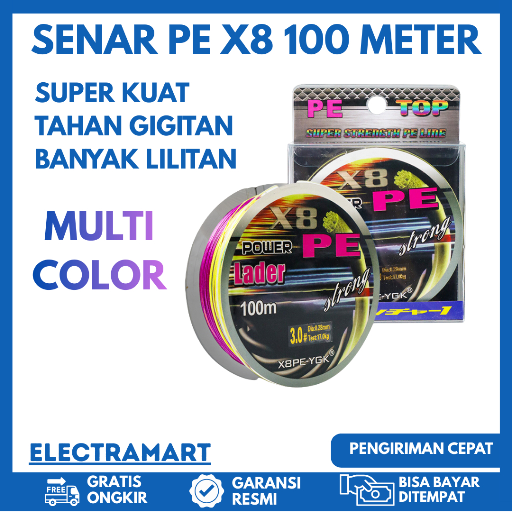 SENAR PANCING PE ZERO PIRANHA X8 100M MULTICOLOR CONNECTING BENANG SUPER P E X4 Kecil halus Kuat