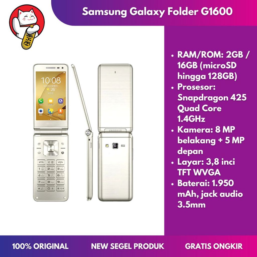 Samsung Galaxy Folder G1600 4G LTE Dual SIM RAM 2GB ROM 16GB Snapdragon 425 Android