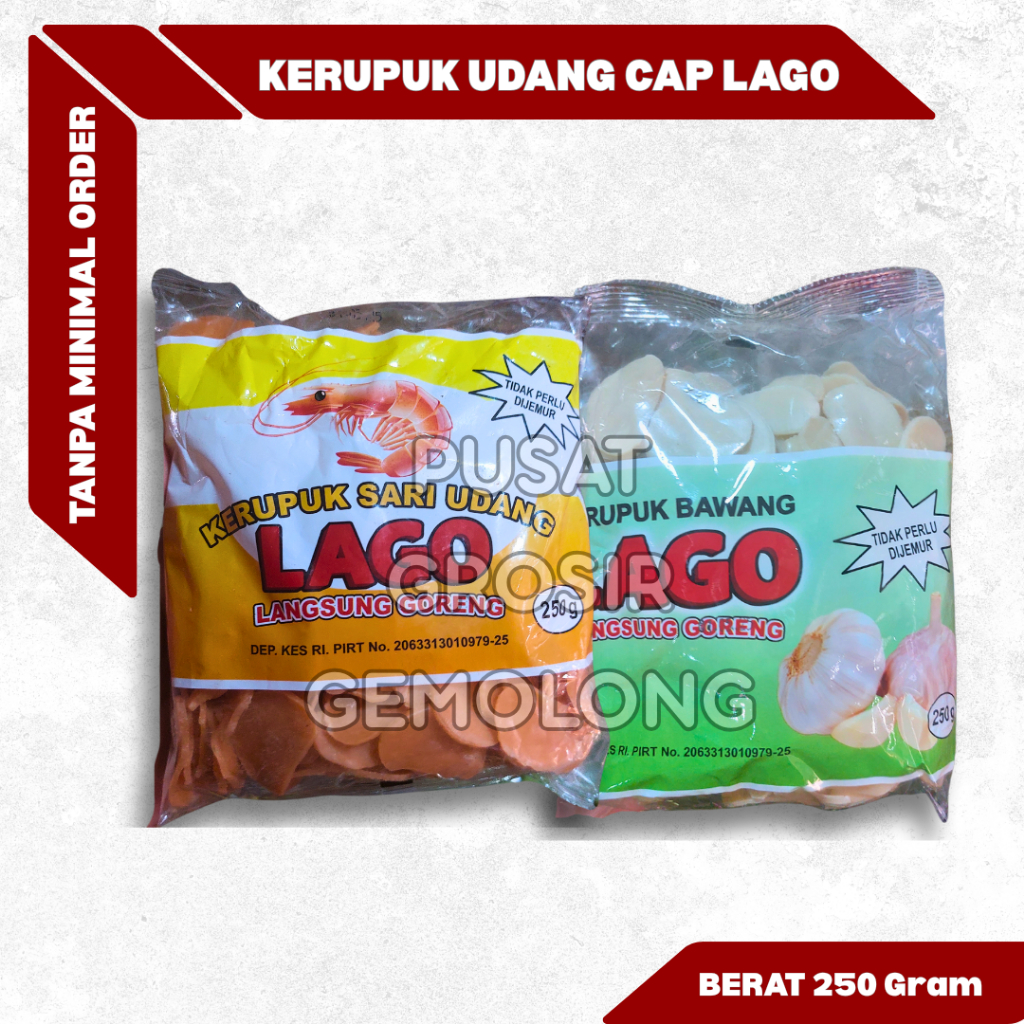 KERUPUK LAGO 250gram KRUPUK UDANG KRUPUK BAWANG LAGO