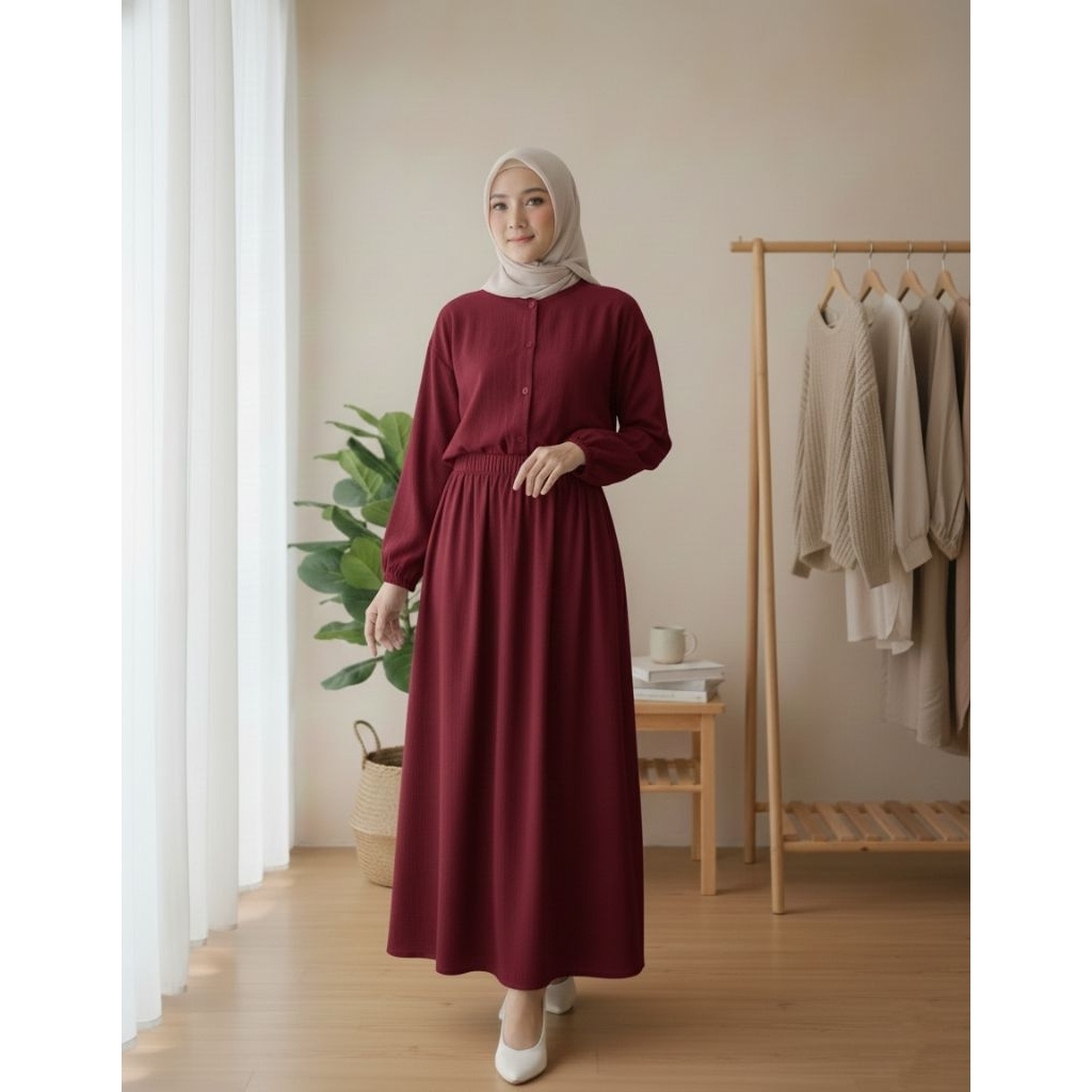 Setelan Wanita Naomi On Set Crinkle Premium Setelan Rok Kekinian Viral