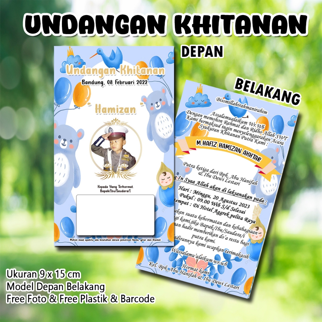 Undangan Khitan Kecil Custom Nama dan Foto Undangan Sunat UKB 10