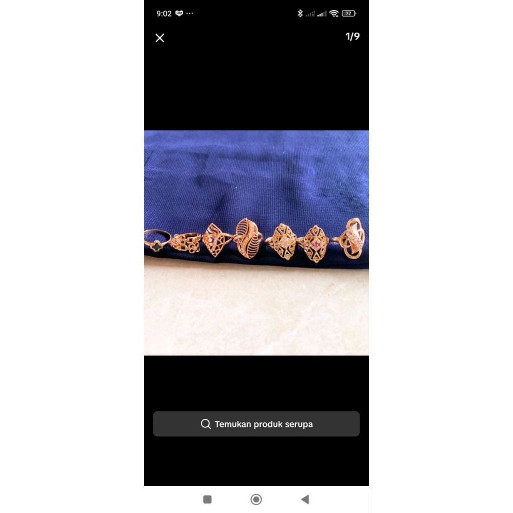 Cincin asli swasa tidak luntur hitam dan putih