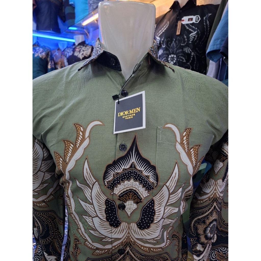 Dior Men - Kemeja Batik Pria Lengan Panjang Bahan Katun Premium Halus