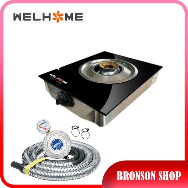 Kompor 1 Tungku Welhome Fortune Kompor Gas 1 Tungku Kaca Tempered