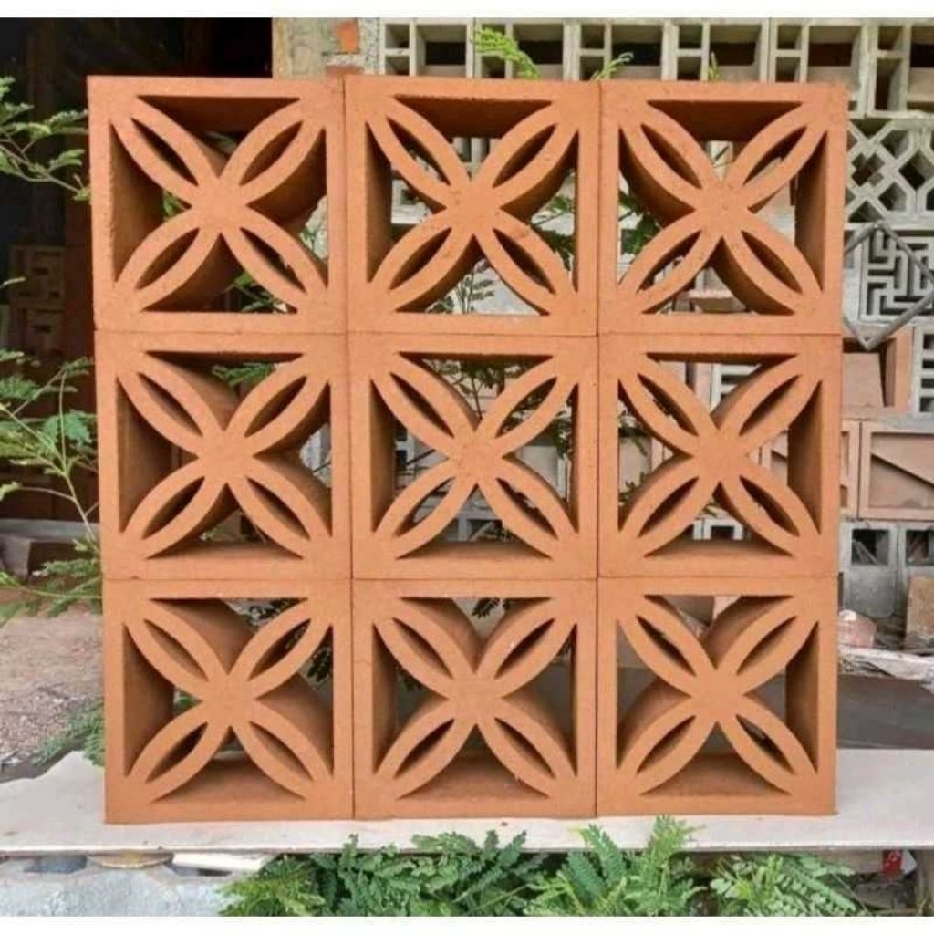 Roster beton motif kawung terakota