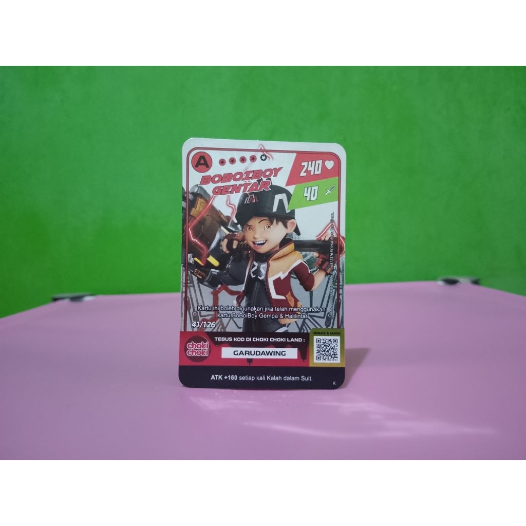 Kartu Monsta Galaxy Card CHOKI-CHOKI x BOBOIBOY - BOBOIBOY GENTAR - A Foil Hologram Murah Retro Vint