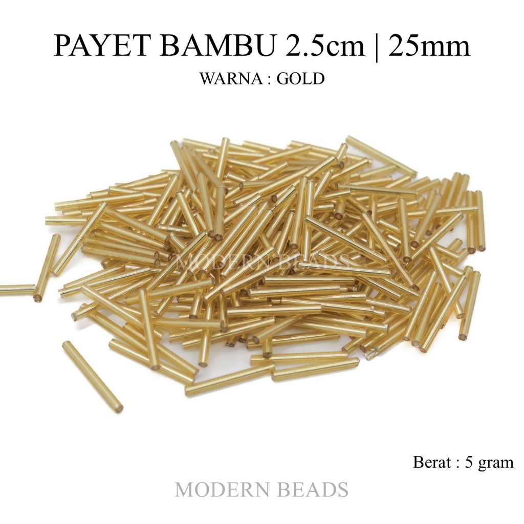 [5 GRAM] Payet Bambu 2.5cm / 25mm Warna Gold Mote Manik Bambu