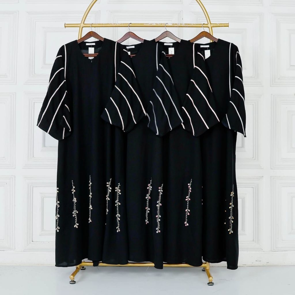 Abaya Jetblack Bordir, Standard, Jumbo