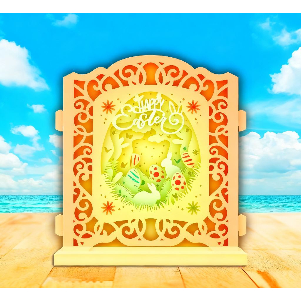 Template Easter Paper CutEaster 1 - 3D Pop - Up Light Box Template