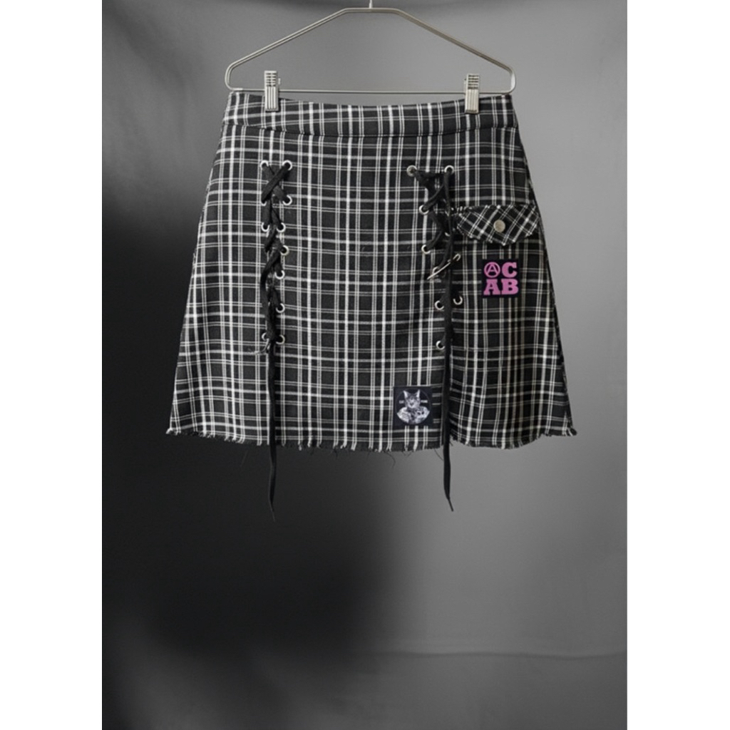 Rok wanita mini gaya grunge/punk
