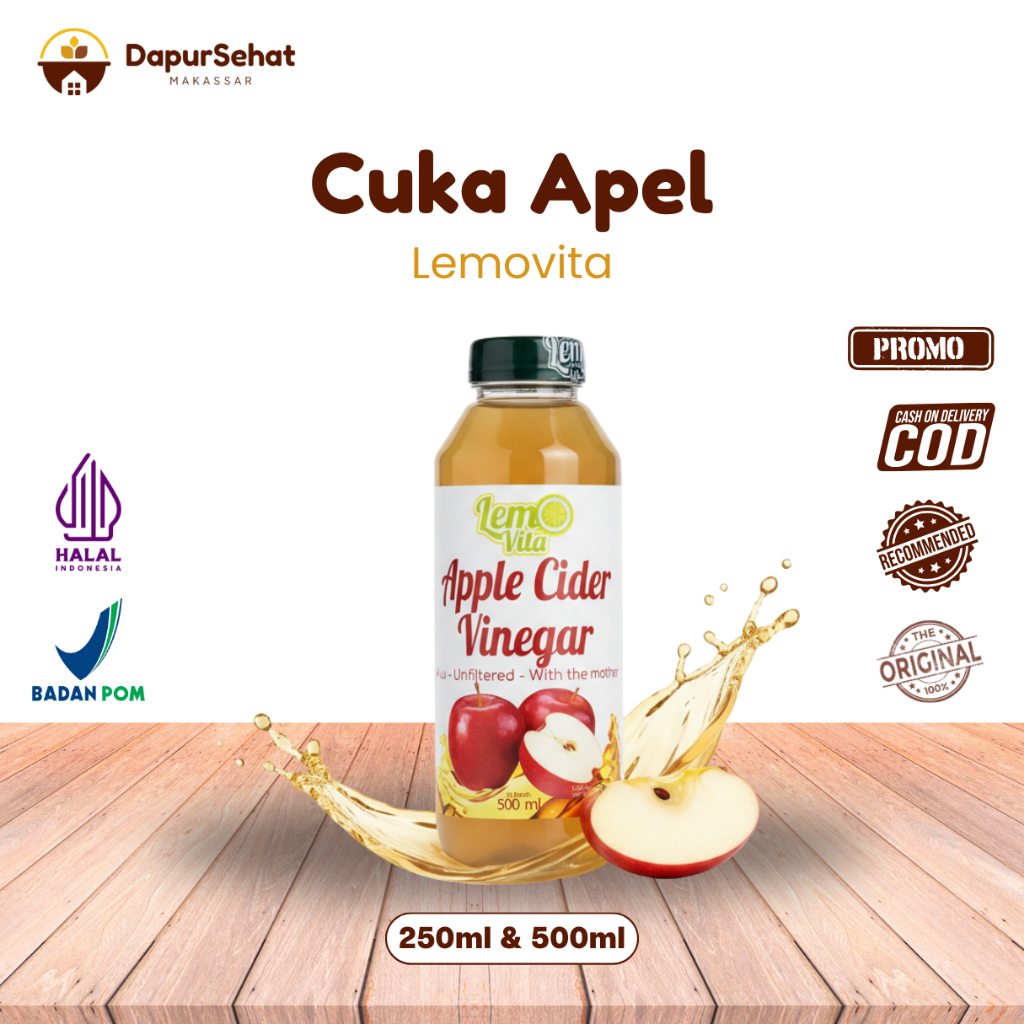CUKA APEL LEMOVITA ORIGINAL APPLE CIDER VINEGAR WITH MOTHER / READY MAKASSAR DIET DETOX DETOKS