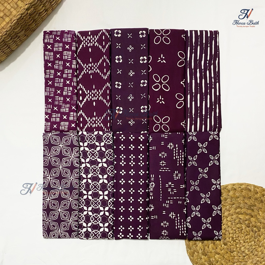 Harco Batik - Kain Batik Ungu Terong - Batik Burgundy - Batik Cap Garutan Tasikmalaya - Batik Modern