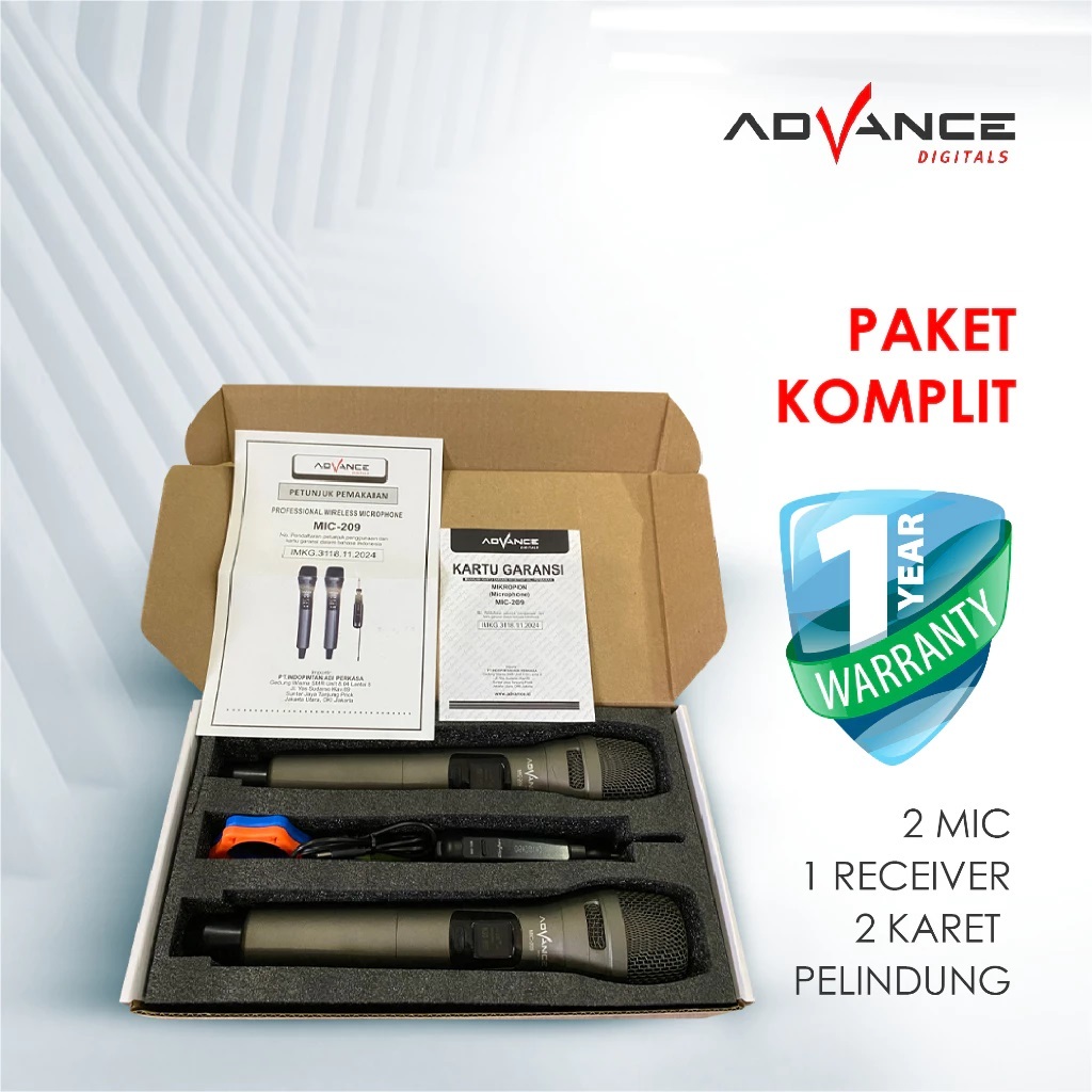 ADVANCE MIC-209 2Mic Digital Wireless Mic Microphone/Mikrofon Bluetooth Profesional Mic Wireless Blu