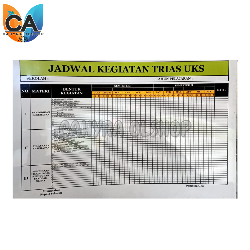Papan Data - Jadwal Kegiatan Trias UKS