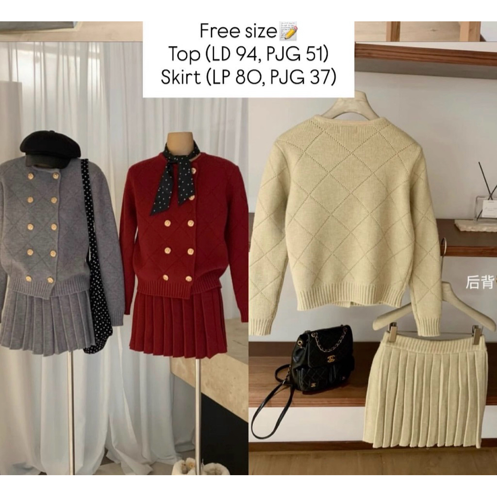 setelan baju wanita rajut import