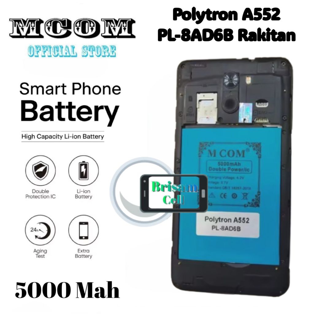Baterai MCOM For Polytron A552 R255B PL-8AD6B Double Power 5000mAh