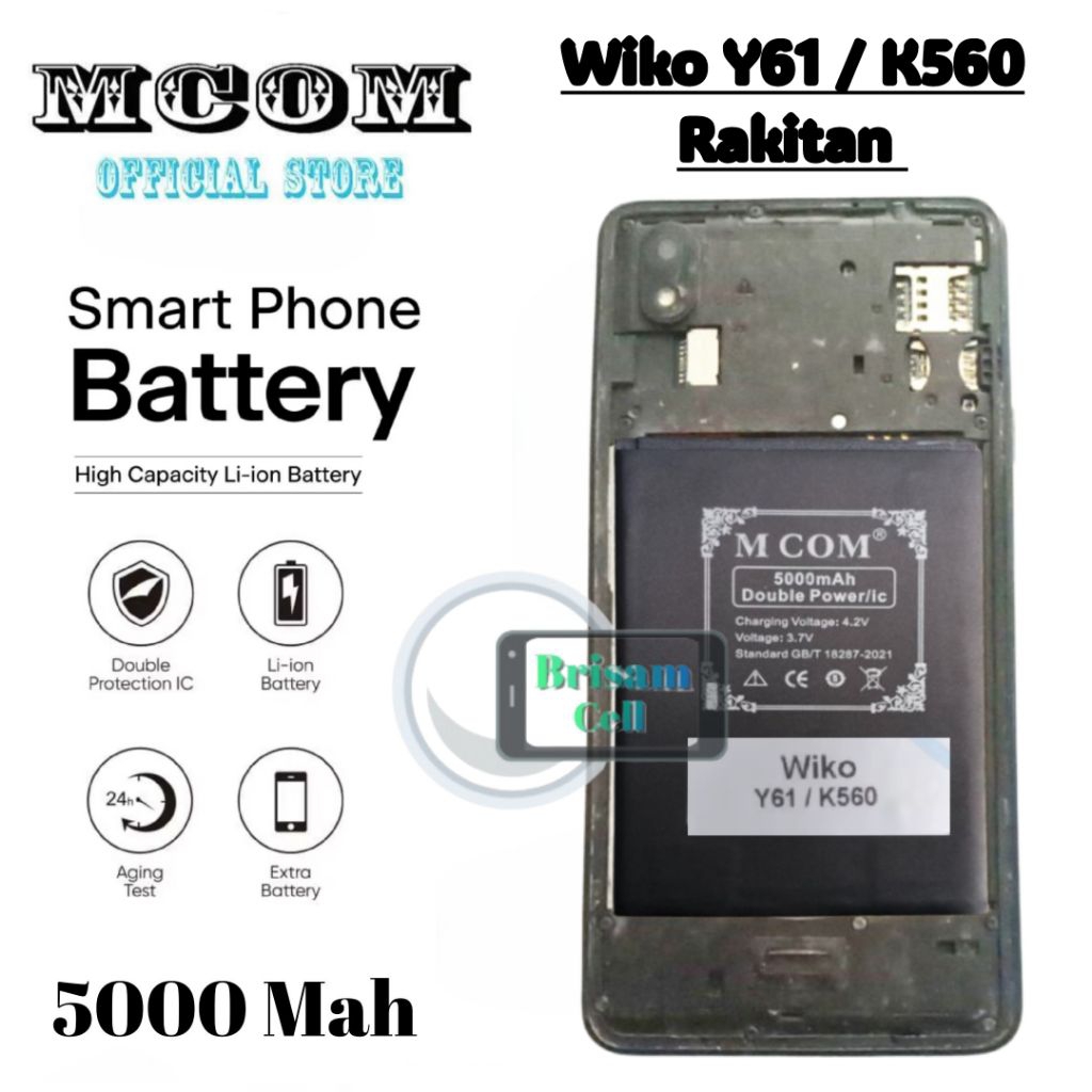 Battery Mcom Wiko Y61 / K560 Batre Baterai Double Power Kapasitas 5000 Mah