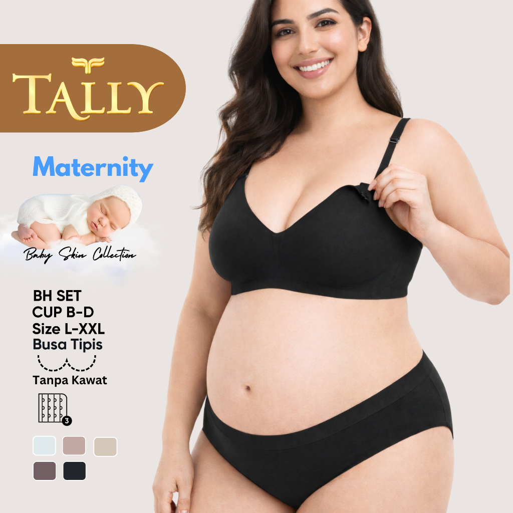 TALLY  BH 8821 + C 9448 Bra Set Menyusui Tanpa Kawat Busa Tipis Bahan Seamless Baby Skin Kait 3 Bra 