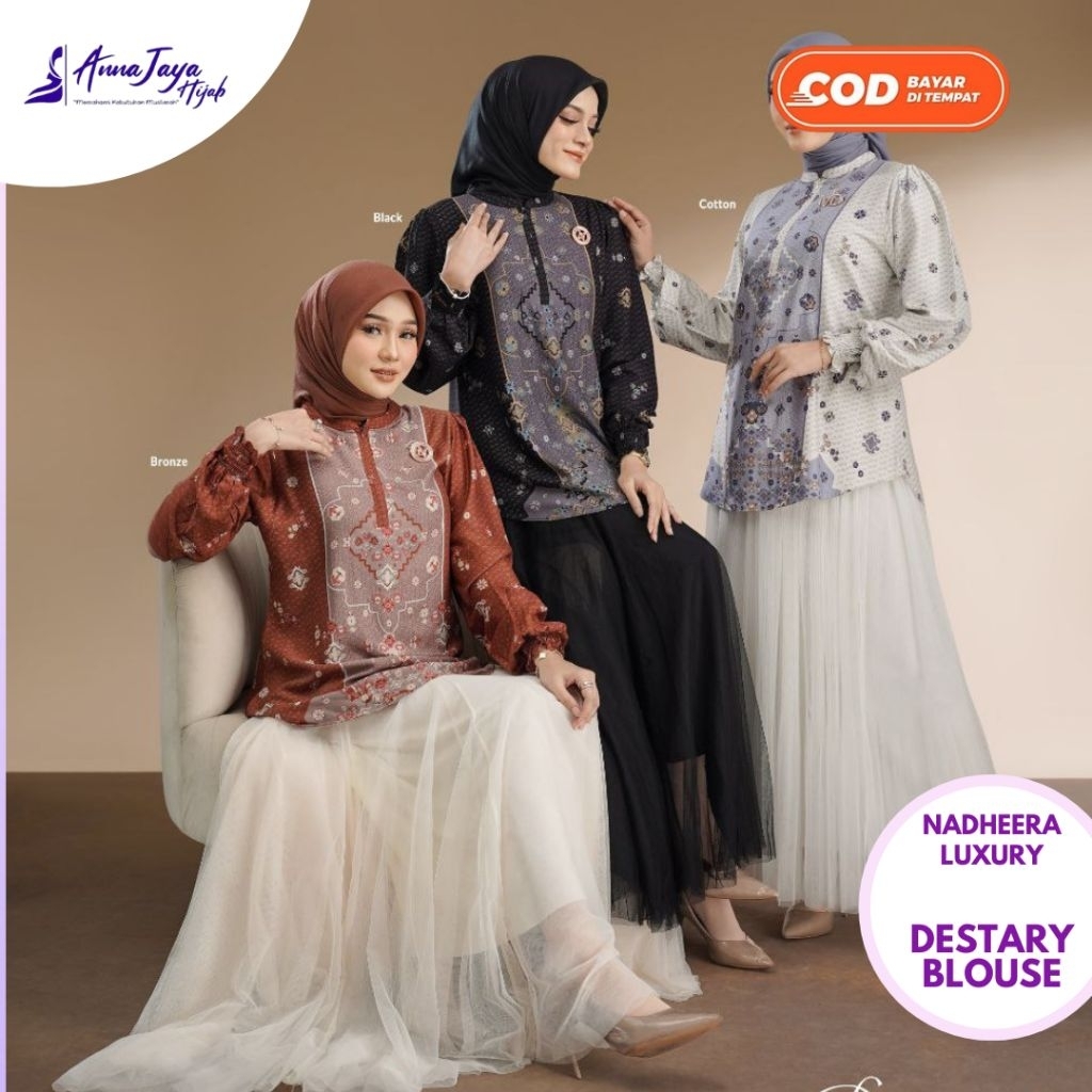 Nadheera Luxury Destary Blouse Wanita Motif Rayon Premium Size S,M,L,XL