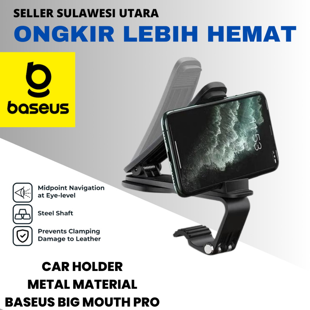 CAR HOLDER BASEUS BIG MOUTH PRO MOBIL JEPIT DASHBOARD SPEDOMETER