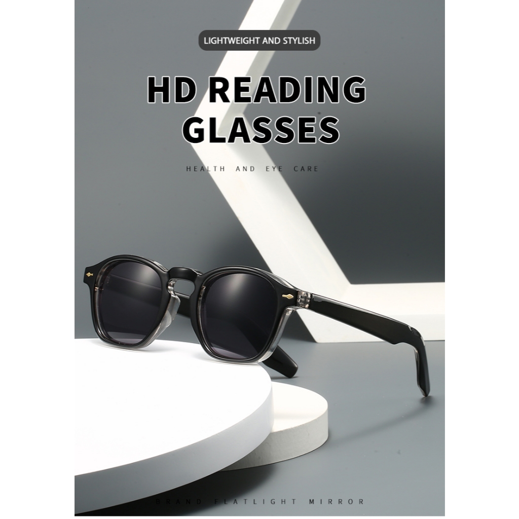 TOOMI Kacamata Hitam Bulat Fashion Retro Tren Kuku Beras Kacamata Unisex Bingkai Kecil kacamata Pria