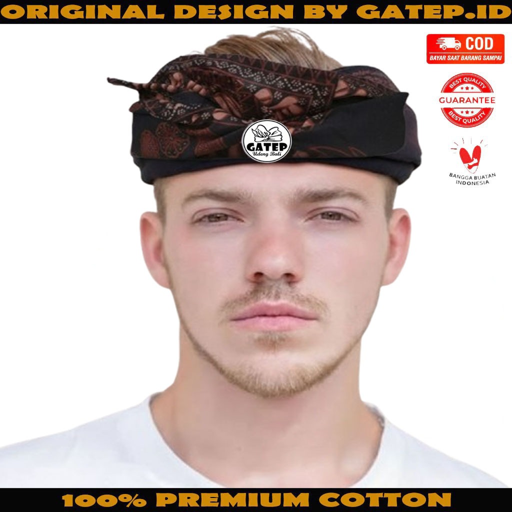 Udeng Batik Bali Motif Merak Setengah Jadi - Ikat Kepala Bali - Topi Bali - Blangkon Bali