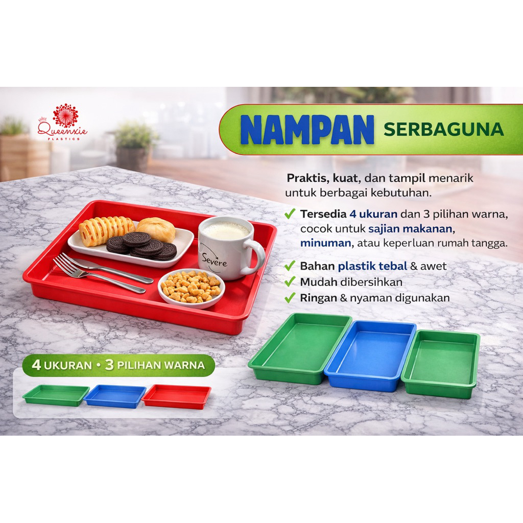 Nampan persegi / nampan serba guna/nampan plastik/nampan persegi/baki plastik/nampan kecil//nampan