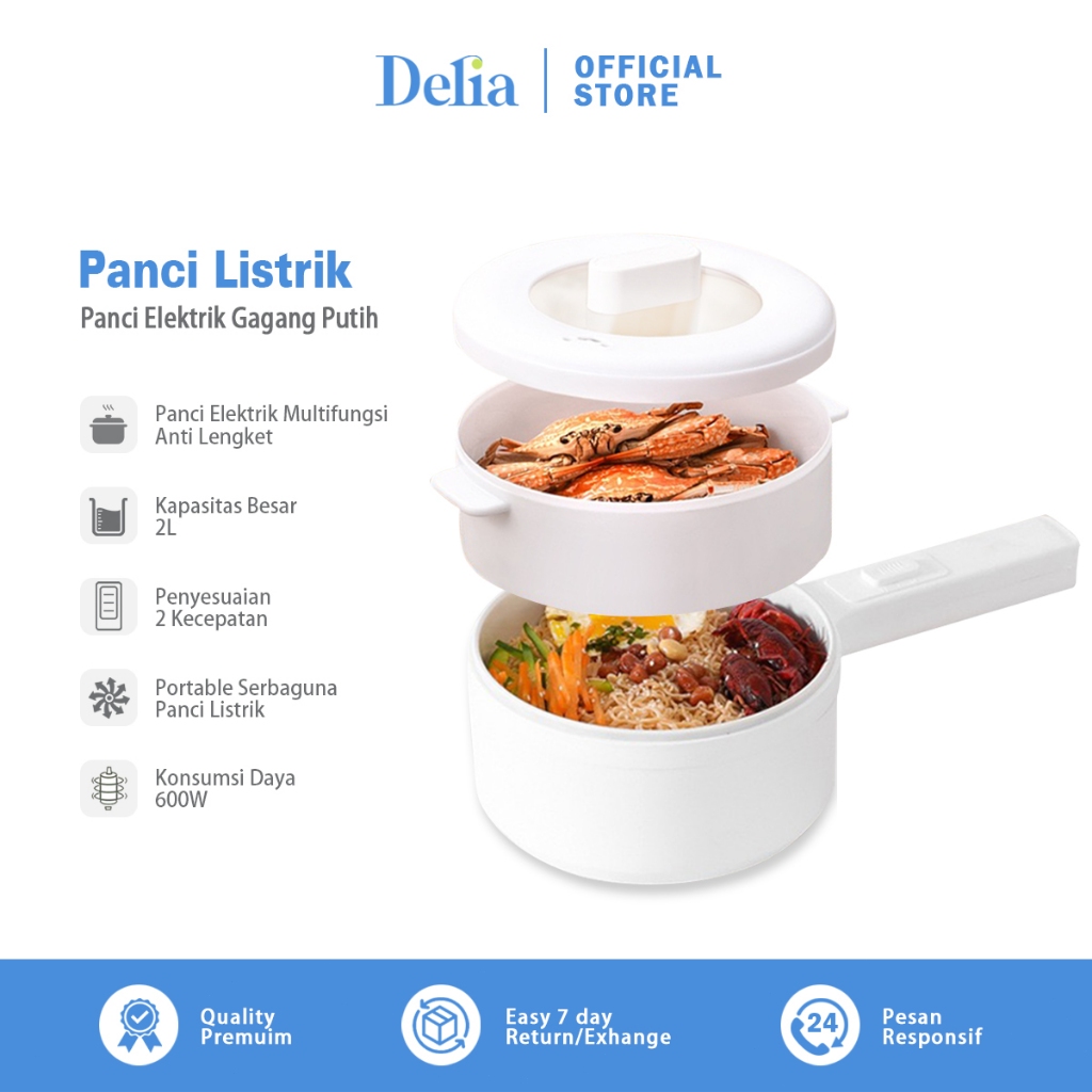 Panci Listrik Multifungsi 2L Lapisan Keramik Anti Lengket Panci Elektrik Dengan Steamer