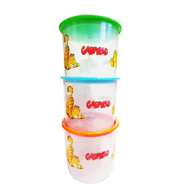 Toples bulat garfield bening calista odate 0.3 kg / toples bening dengan tutup / toples bulat dengan