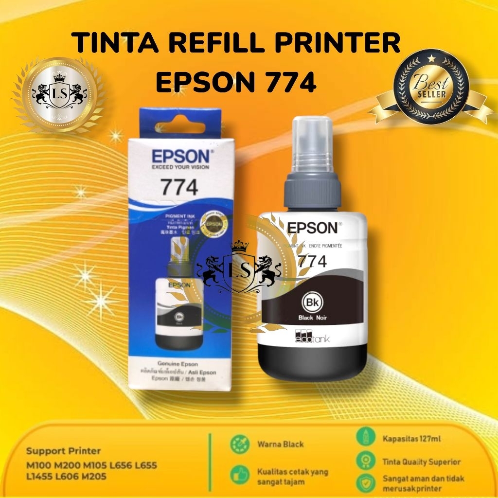 Tinta Epson 774 Black Warna Tajam Cocok Untuk Printer L605 L655 M100 M105 M200 M205 M1120 M1170 M214