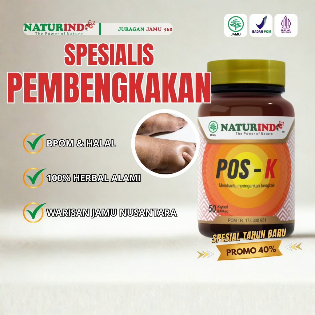 Naturindo POS K Obat Herbal Spesialis Pembengkakan Pereda Nyeri & Benjolan Ampuh Original 50 Kapsul