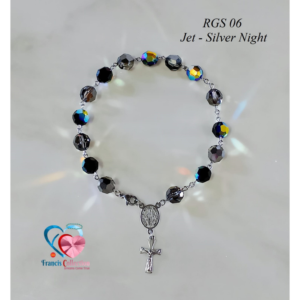 Francis Collection. RGS 06. Gelang Rosario Swarovski Model Bulat 8mm. Tersedia dalam Berbagai Warna