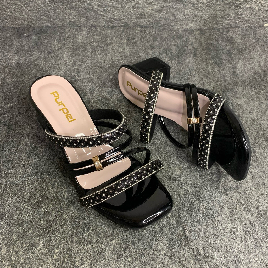 sendal heels wanita hak tahu purple