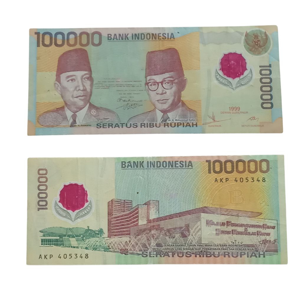 Uang Kuno 100 ribu rupiah Sukarno Hatta Polimer (bekas)